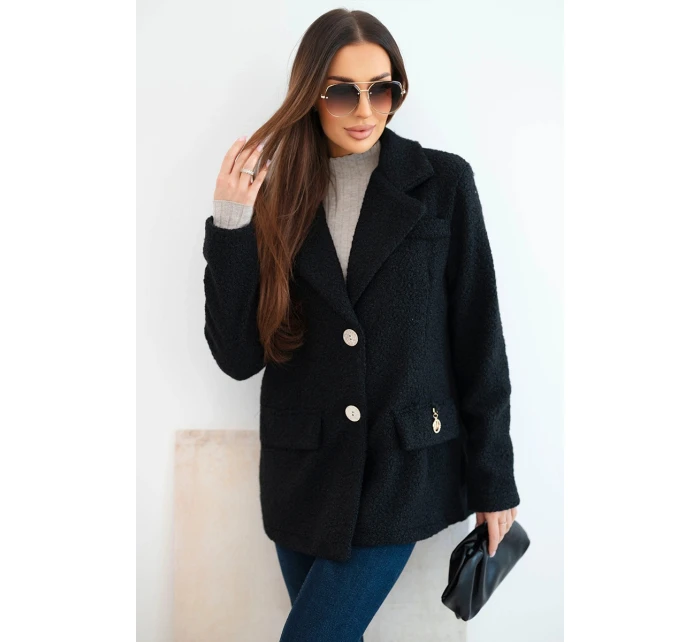 Dámská bunda z měkkého model 21908671 s límcem černá - K-Fashion