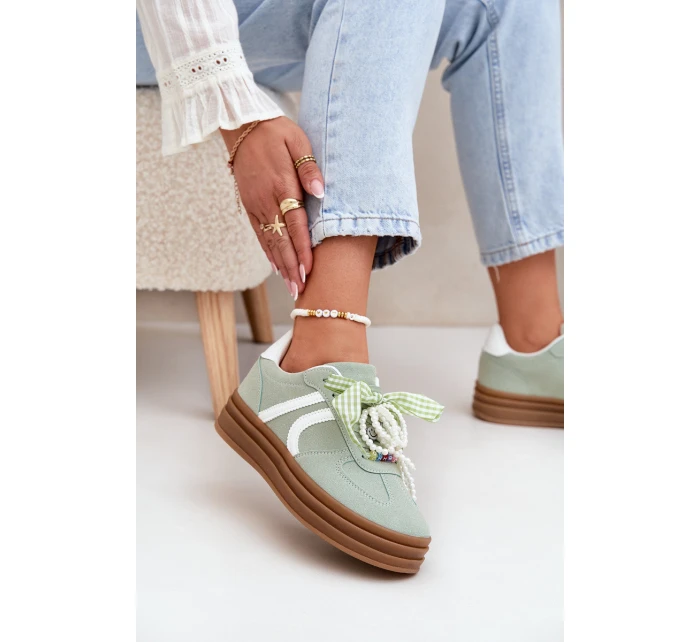 Dámské Tenisky Na Platformě S Ozdobami Zelené model 21688382 - Boto
