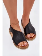 Kožené dámské sandály model 21698416 černé - Artiker
