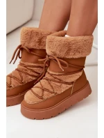 Śniegowce Damskie Z Futerkiem I Wiązaniem Na Platformie Camel Marinna Śniegowce Damskie Z Futerkiem I Wiązaniem Na Platformie Camel Marinna