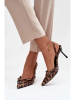 Lodičky s patou a pásky leopardí hnědé model 21711779 - Boto
