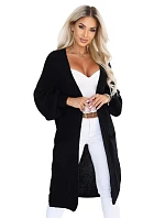 Dlouhý dámský pletený kardigan s kapsami a rukávy – černý model 22323055 - numoco basic