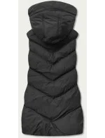 Dlouhá černá dámská vesta s kapucí model 17552853 - J.STYLE