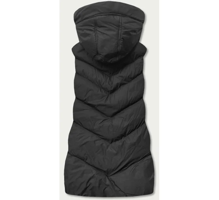 Dlouhá černá dámská vesta s kapucí model 17552853 - J.STYLE