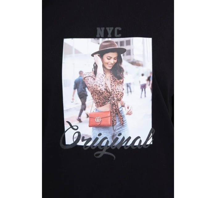 Blúzka s potlačou Originálna čierna Blúzka s potlačou Originálna čierna