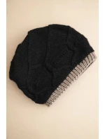 Dámská zimní čepice z vlny s vzorem černá + cappuccino model 21782989 - K-Fashion