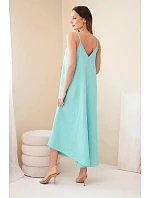 Mušelínové šaty bez ramienok mätová