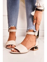 Kožené Sandály Na Béžová model 21546522 - Laura Messi Kožené Sandály Na Béžová model 21546522 - Laura Messi