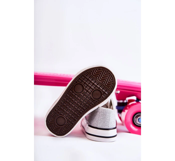 Dziecięce Trampki Wiązane Srebrne Wella