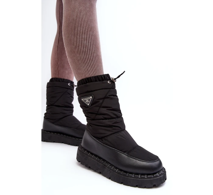 Śniegowce Damskie Na Grubej Podeszwie Czarne Lureta Śniegowce Damskie Na Grubej Podeszwie Czarne Lureta