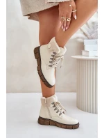 Damskie Ocieplane Botki Trapery Na Zamek Beżowe Mevanisa Damskie Ocieplane Botki Trapery Na Zamek Beżowe Mevanisa