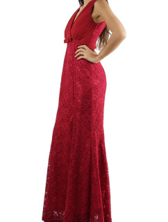Společenské šaty krajkové dlouhé  Paris červené Červená  Paris model 15042344 - CHARM&#39;S Paris