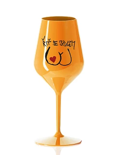 RIŤ SO SRDCOM - oranžový nerozbitný pohár na víno 470 ml