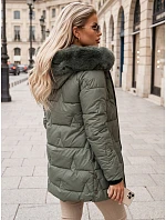 Dámska zimná prešívaná bunda s kapucňou, zelená, FashionStreet TY5739