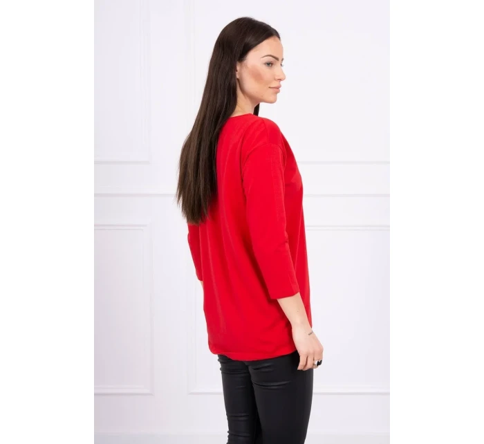 Blúzka s 3D grafikou vtáka červená