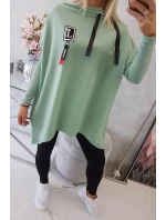 Oversize mikina s asymetrickými boky tmavě mátová Oversize mikina s asymetrickými boky tmavě mátová