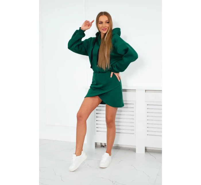 Zateplené šaty s obálkovým spodním dílem tmavě zelené Zateplené šaty s obálkovým spodním dílem tmavě zelené