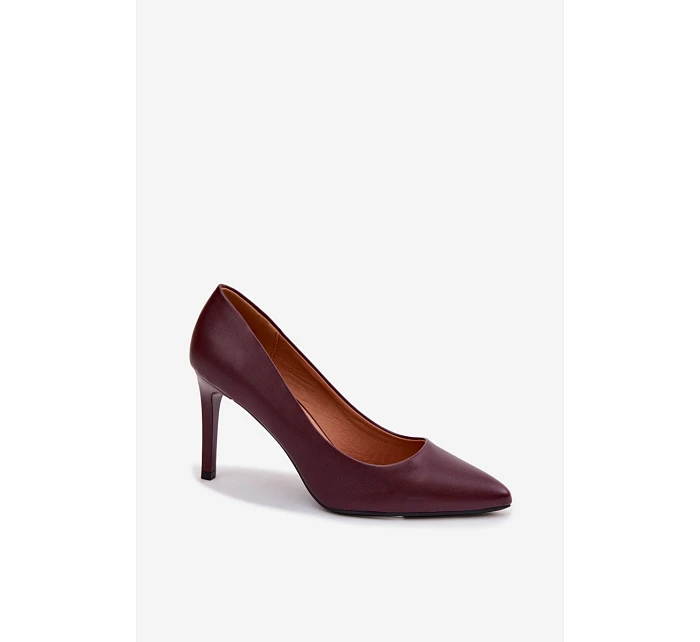 Eko Kožené Podpatky model 22069586 Bordó - SERGIO LEONE Eko Kožené Podpatky model 22069586 Bordó - SERGIO LEONE