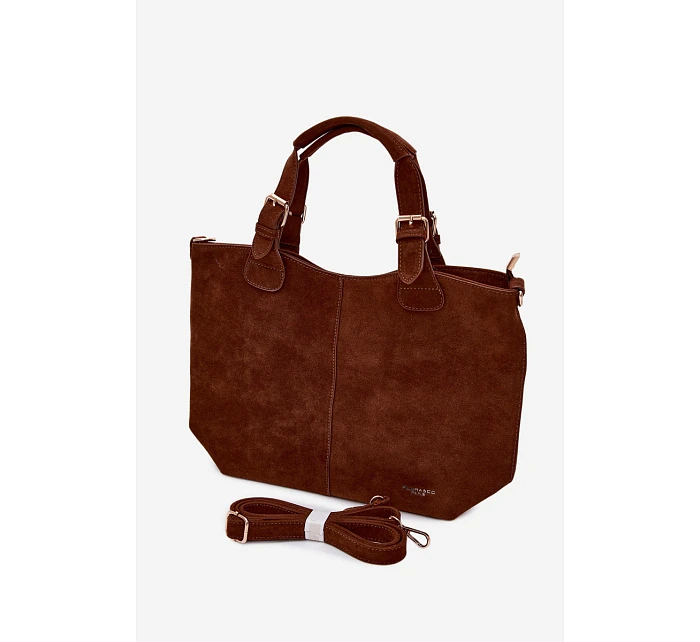 Kožená kabelka z imitace semiše Camel model 22111652 - Flora&Co
