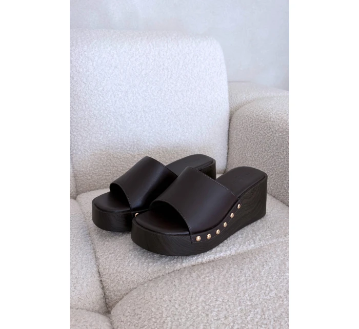 Dámske papuče na platforme 78-200 Tmavo hnedé - Stephan Paris Dámske papuče na platforme 78-200 Tmavo hnedé - Stephan Paris