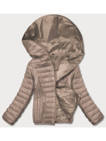 Béžová dámska prešívaná bunda s kapucňou (B0123-46)