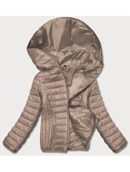 Béžová dámská prošívaná bunda s kapucí model 18044817 - S'WEST Béžová dámská prošívaná bunda s kapucí model 18044817 - S'WEST