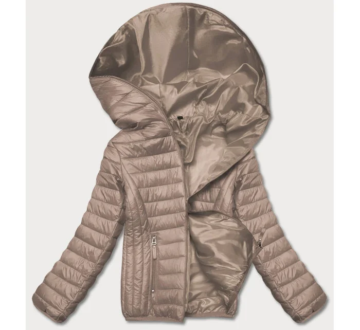 Béžová dámská prošívaná bunda s kapucí model 18044817 - S'WEST