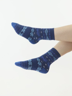 Thermo ponožky Norweg tmavo modré so sobmi