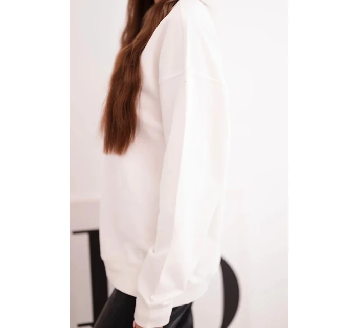 Dámska mikina s kapucňou a bavlnenou klokankou biela