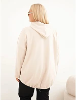 Dámska mikina Plus Size z viskózy s kapucňou a klokaním vreckom, béžová Dámska mikina Plus Size z viskózy s kapucňou a klokaním vreckom, béžová