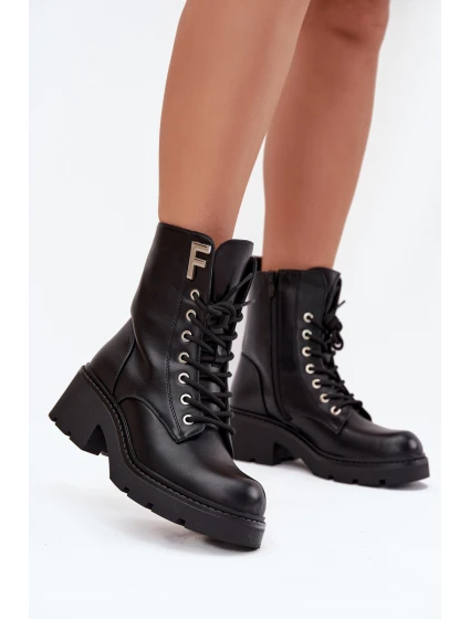 Dámské workery kotníkové boty na klínku zateplené s F černé model 21707452 - Boto Dámské workery kotníkové boty na klínku zateplené s F černé model 21707452 - Boto