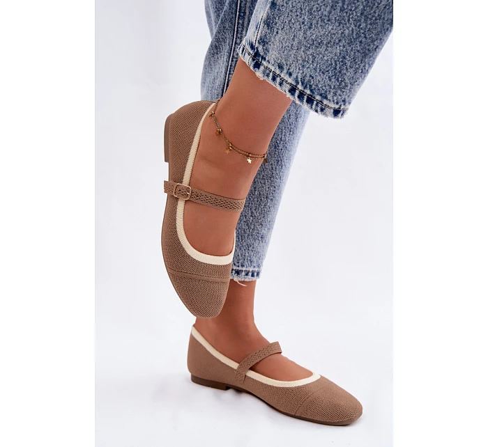 Ploché baleríny z materiálu světle hnědé model 22122467 - Boto