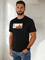Pánske tričko s potlačou čierne FashionStreet RX5485