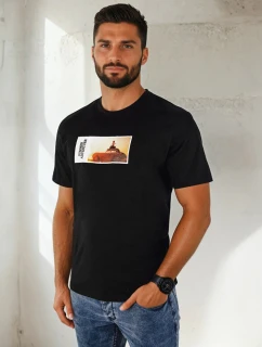 Pánske tričko s potlačou čierne FashionStreet RX5485