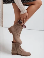 Dámské béžové ažurové kozačky Dstreet model 21992055 - FashionStreet Dámské béžové ažurové kozačky Dstreet model 21992055 - FashionStreet