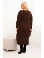 Dámske Plus veľkosť sveter sukne s mohérom Chocolate