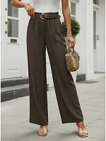 Dámske nohavice z lyocellu so širokými nohavicami, hnedé, FashionStreet UY3065