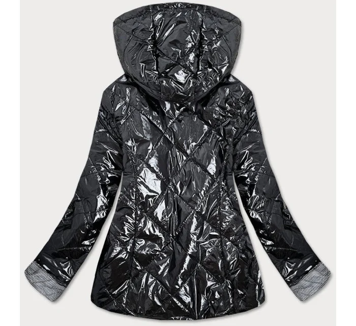 Lesklá černá prošívaná dámská bunda model 16147484 - S'WEST