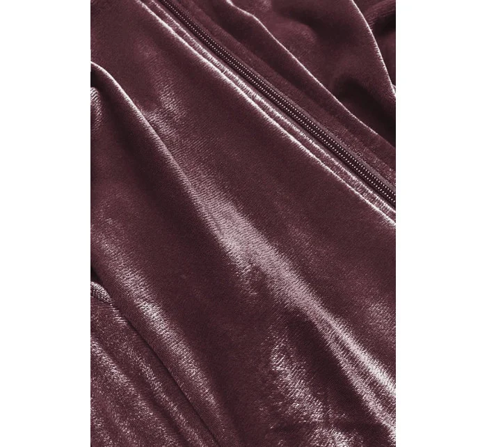 Hnědý dámský velurový dres s lampasy model 17694131 - Defox