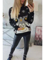 Vianočný sveter so sobom čierny