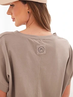 Dámska bavlnená blúzka s véčkovým výstrihom a krátkymi rukávmi Fango