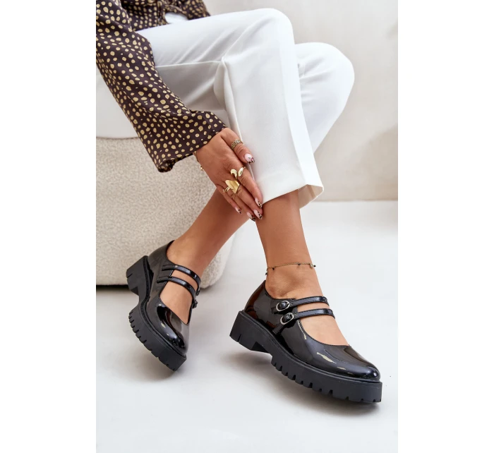 Lakované Dámské Polobotky S Pásky Černé model 21671162 - Boto