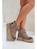 Skórzane Zamszowe Śniegowce Botki Na Platformie I Koturnie Maciejka 06769-02 Ciemnobrązowe Skórzane Zamszowe Śniegowce Botki Na Platformie I Koturnie Maciejka 06769-02 Ciemnobrązowe