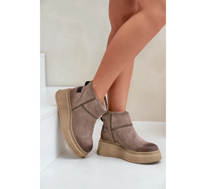 Skórzane Zamszowe Śniegowce Botki Na Platformie I Koturnie Maciejka 06769-02 Ciemnobrązowe Skórzane Zamszowe Śniegowce Botki Na Platformie I Koturnie Maciejka 06769-02 Ciemnobrązowe