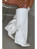 Ocieplane Kozaki Na Szpilce Z Wywiniętą Cholewką Białe Tamonia Ocieplane Kozaki Na Szpilce Z Wywiniętą Cholewką Białe Tamonia