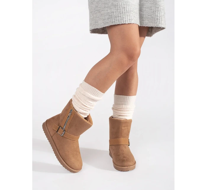 Komfortní dámské sněhule hnědé bez podpatku Komfortní dámské sněhule hnědé bez podpatku