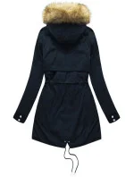 Tmavomodro-šedá obojstranná dámska zimná bunda s kapucňou (w214big) Tmavomodro-šedá obojstranná dámska zimná bunda s kapucňou (w214big)
