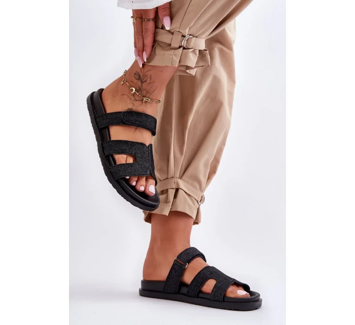 Dámské látkové sandály na zip černé Jose