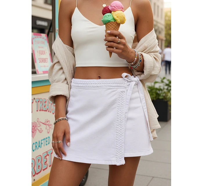 Dámska džínsová sukňa-šortky biela FashionStreet SY0500