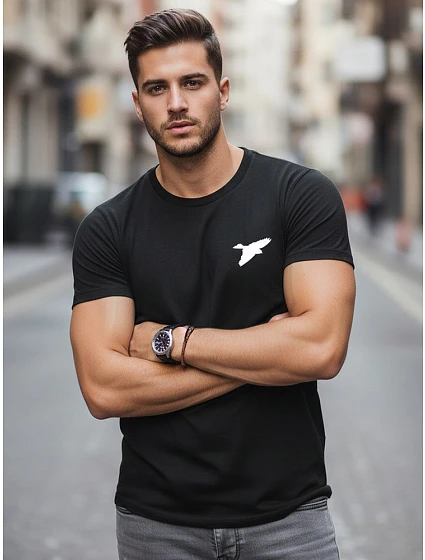 Koszulka męska z nadrukiem czarna model 22182538 - FashionStreet
